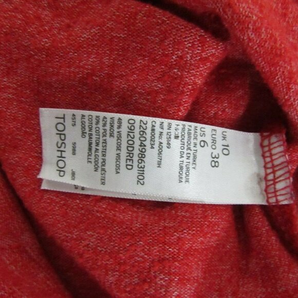 TOPSHOP Red Textured Heather 3/4 Sleeve Top - Picture 8 of 9